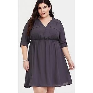 TORRID HARPER - GREY GEORGETTE SHIRT DRESS SIZE 3